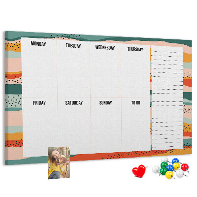 Kurkbord kleurrijke planner met weekindeling