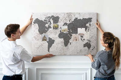 Kurkbord stijlvolle wereldkaart in grijstinten