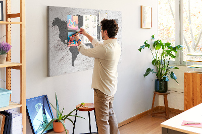 Kurkbord stijlvolle wereldkaart in grijstinten