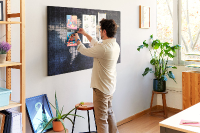 Kurk prikbord wereldkaart in pixelstijl