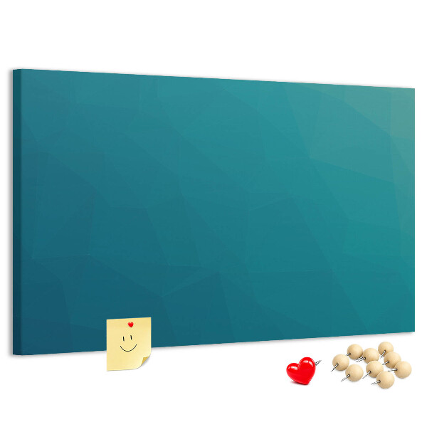 Kurk prikbord met geometrische vormen in blauwe tinten