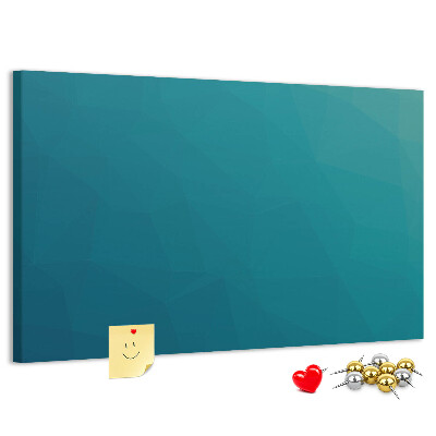 Kurk prikbord met geometrische vormen in blauwe tinten