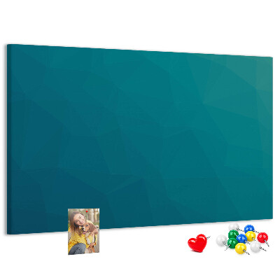 Kurk prikbord met geometrische vormen in blauwe tinten