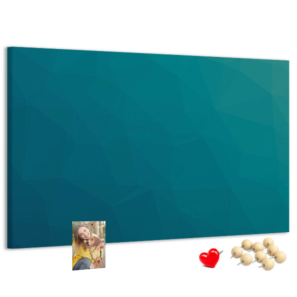 Kurk prikbord met geometrische vormen in blauwe tinten