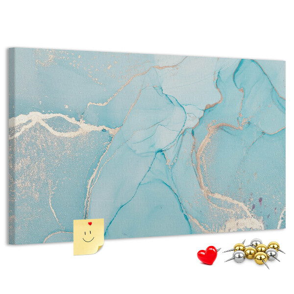 Prikbord met blauw marmerpatroon en fijne adertjes