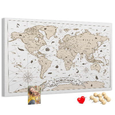 Kurkbord met een kaart van de oude wereld en geografische details