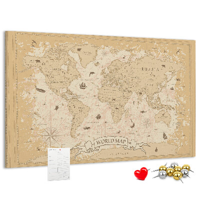 Kurk prikbord met kaart van de oude wereld met geografische details