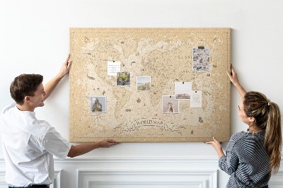 Kurk prikbord met kaart van de oude wereld met geografische details