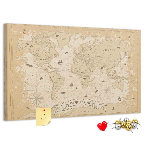 Kurk prikbord met kaart van de oude wereld met geografische details