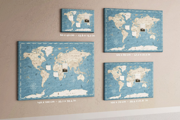 Prikbord oude wereldkaart met een delicate achtergrond