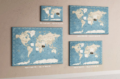Prikbord oude wereldkaart met een delicate achtergrond