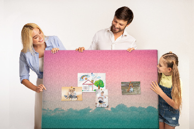 Prikbord zonsondergang boven de wolken in pastelkleuren