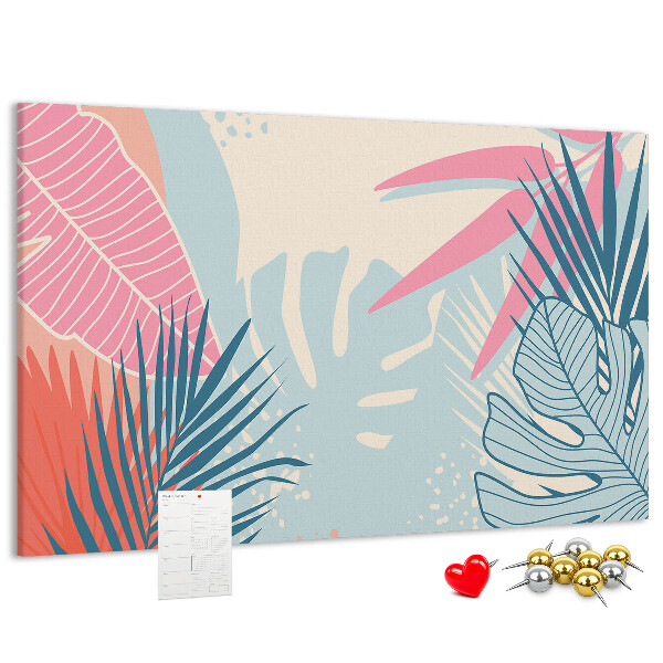 Prikbord met tropisch bladpatroon in pastelkleuren