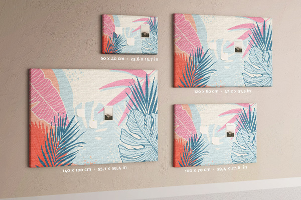 Prikbord met tropisch bladpatroon in pastelkleuren