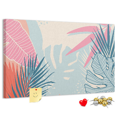 Prikbord met tropisch bladpatroon in pastelkleuren