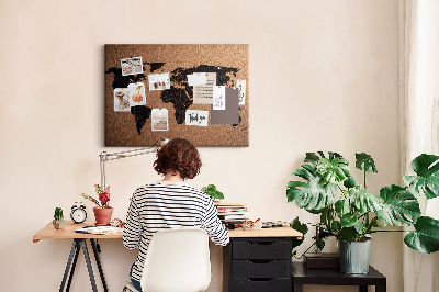 Prikbord wereldkaart van kurk