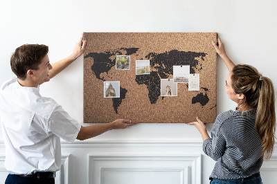 Prikbord wereldkaart van kurk