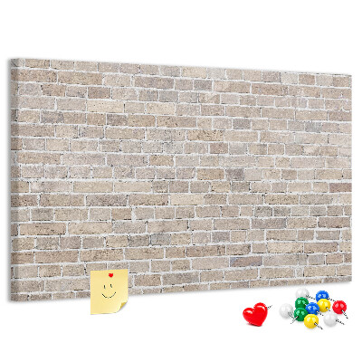 Kurkbord met een stijlvolle print van een bakstenen muur in neutrale tinten