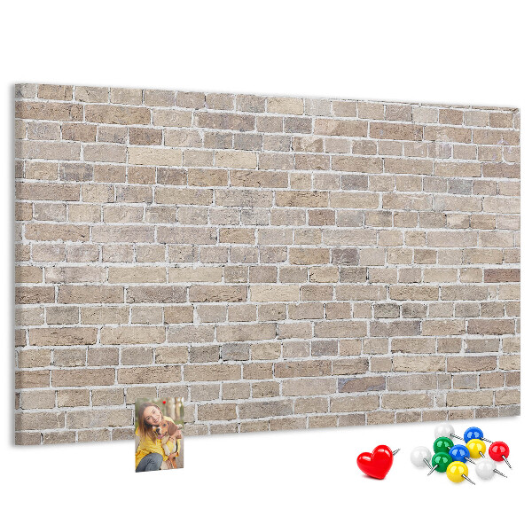 Kurkbord met een stijlvolle print van een bakstenen muur in neutrale tinten