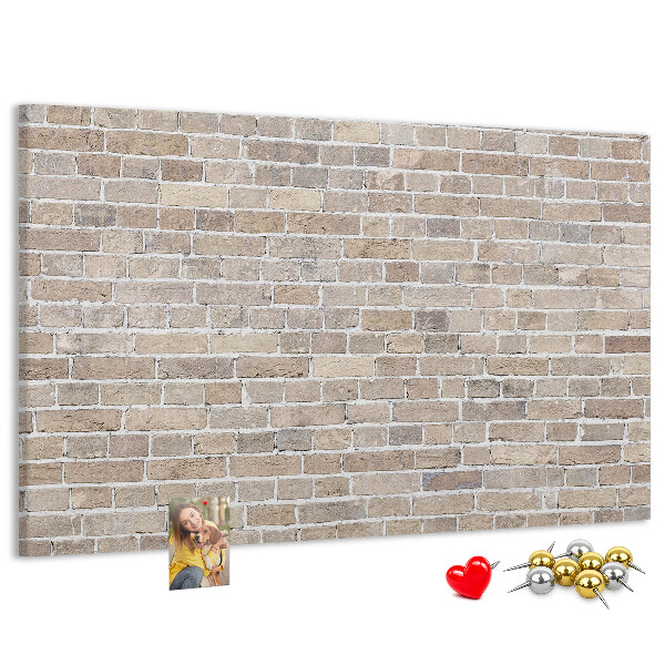 Kurkbord met een stijlvolle print van een bakstenen muur in neutrale tinten