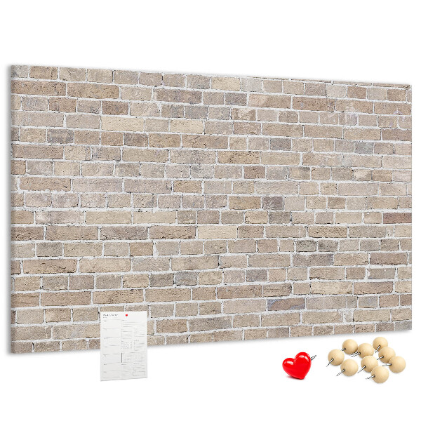 Kurkbord met een stijlvolle print van een bakstenen muur in neutrale tinten