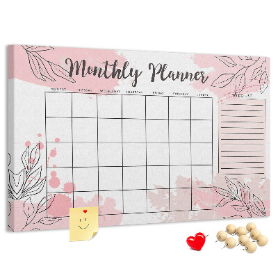 Prikbord met pastelkleurige bladeren en verfspatten