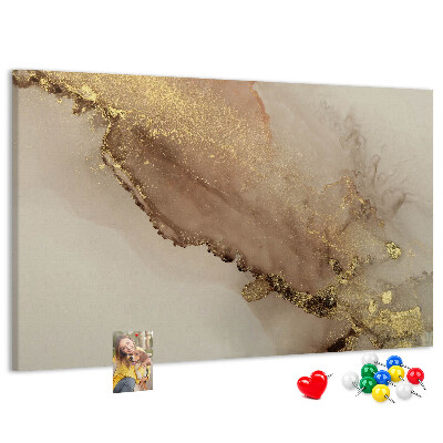 Kurk prikbord met abstract landschap met gouden accenten