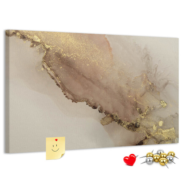 Kurk prikbord met abstract landschap met gouden accenten