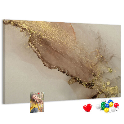 Kurk prikbord met abstract landschap met gouden accenten