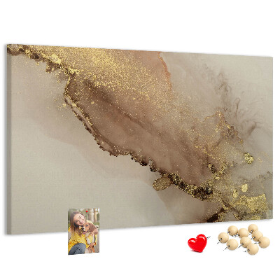 Kurk prikbord met abstract landschap met gouden accenten