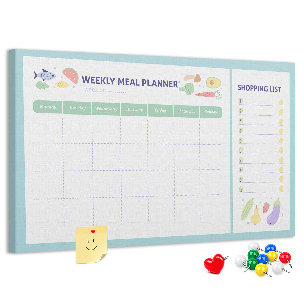 Kurkbord maaltijdplanner voor de hele week
