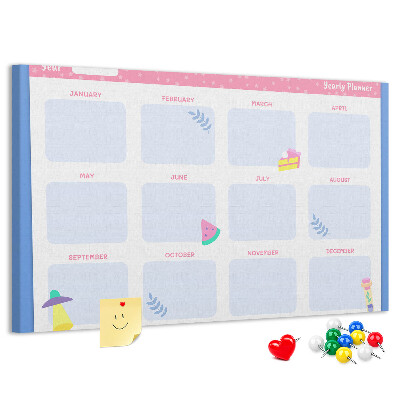 Kurkbord jaarplanner met fruitmotief