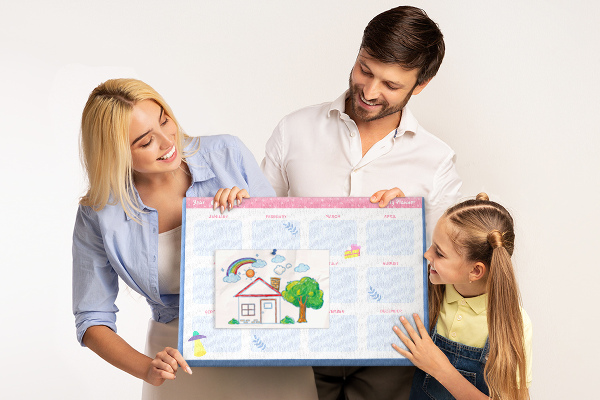 Kurkbord jaarplanner met fruitmotief