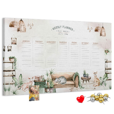Weekplanner van kurk in huiselijke stijl