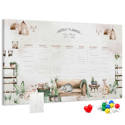 Weekplanner van kurk in huiselijke stijl