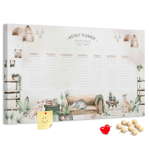 Weekplanner van kurk in huiselijke stijl