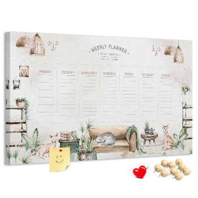 Weekplanner van kurk in huiselijke stijl