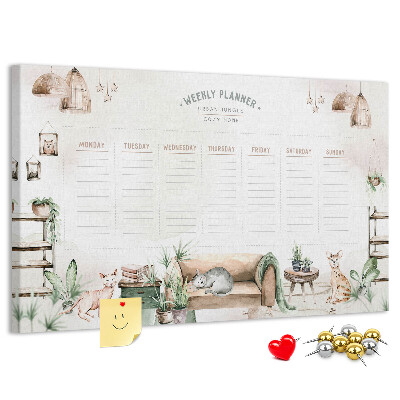 Weekplanner van kurk in huiselijke stijl