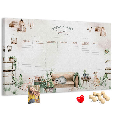 Weekplanner van kurk in huiselijke stijl
