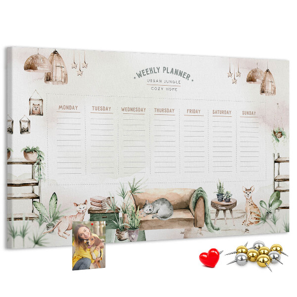 Weekplanner van kurk in huiselijke stijl
