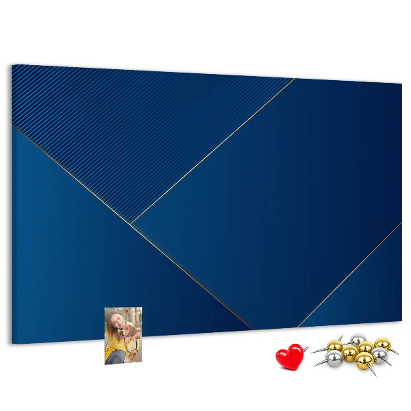 Kurk prikbord met elegante geometrische patronen in blauwe tinten