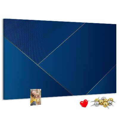 Kurk prikbord met elegante geometrische patronen in blauwe tinten