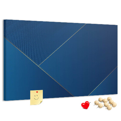 Kurk prikbord met elegante geometrische patronen in blauwe tinten