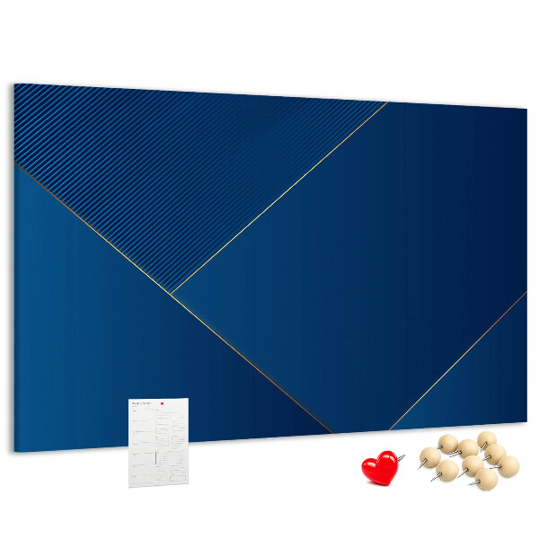 Kurk prikbord met elegante geometrische patronen in blauwe tinten