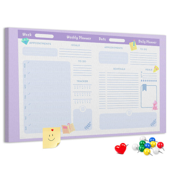 Kurkbord weekplanner met kleurrijke accenten