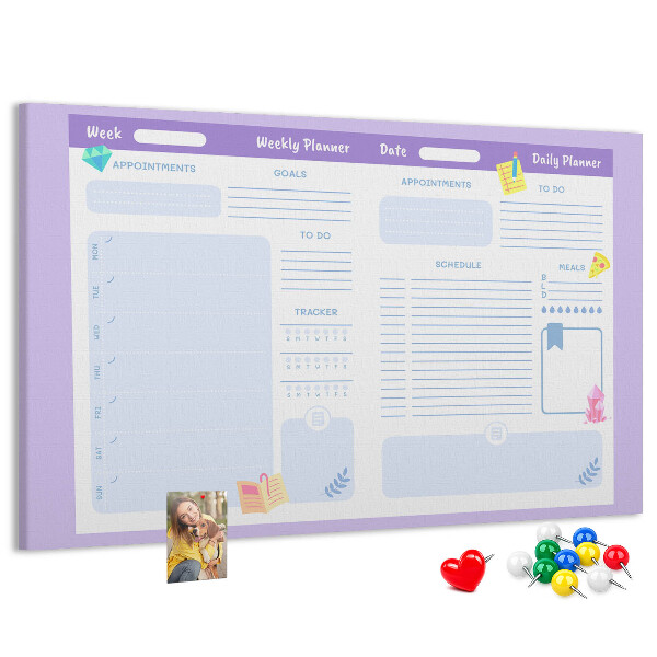 Kurkbord weekplanner met kleurrijke accenten