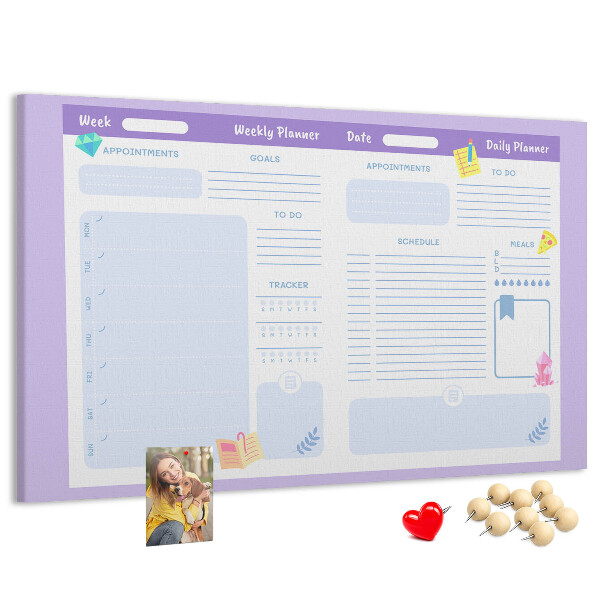 Kurkbord weekplanner met kleurrijke accenten