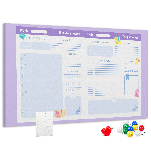 Kurkbord weekplanner met kleurrijke accenten
