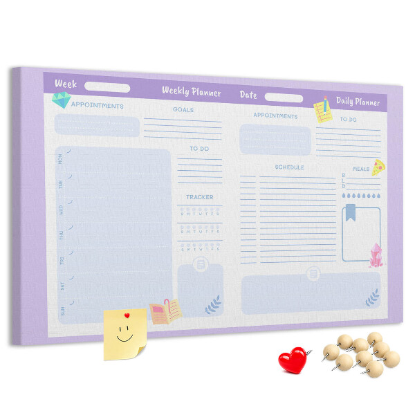 Kurkbord weekplanner met kleurrijke accenten