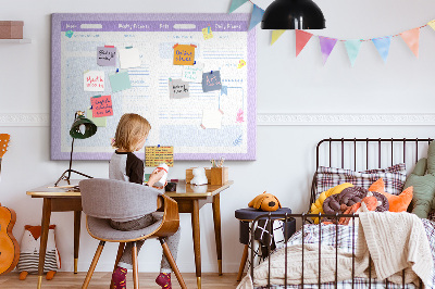 Kurkbord weekplanner met kleurrijke accenten